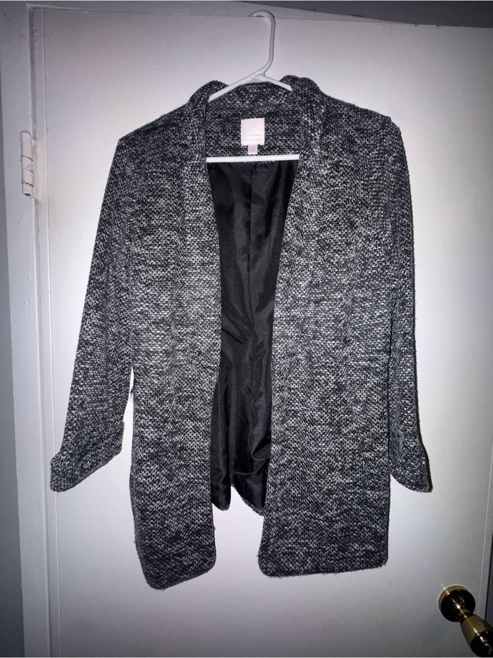 LC Lauren Conrad Open-Front Knit Cardigan - Black, Gray